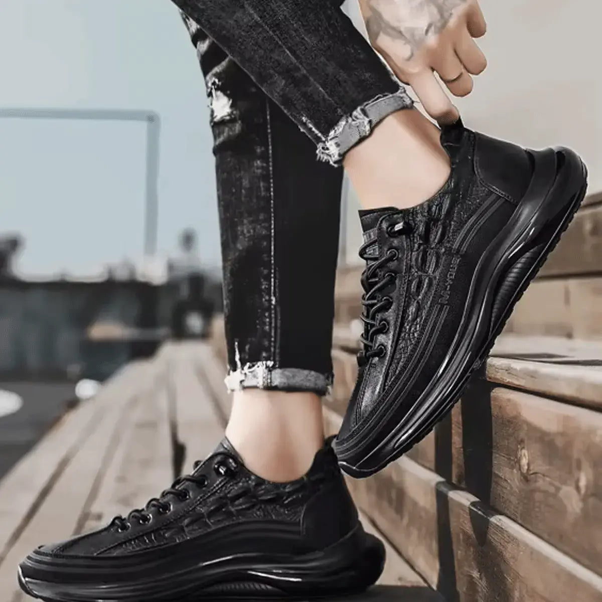 Drako® Men's Croc-Skin Sneakers