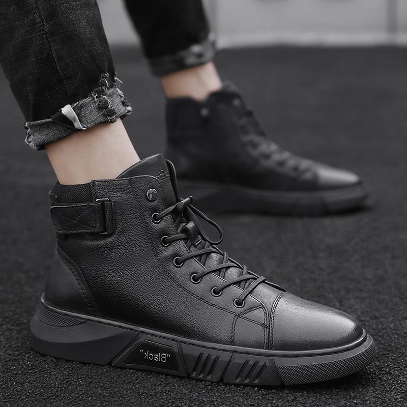 Hector - Strapazierfähige schwarze Lederstiefel für Herren